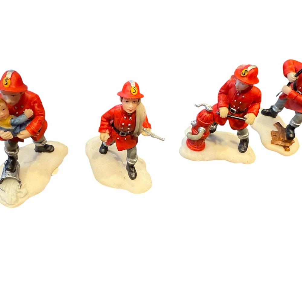 Festive Firefighter Figurine Set - Red